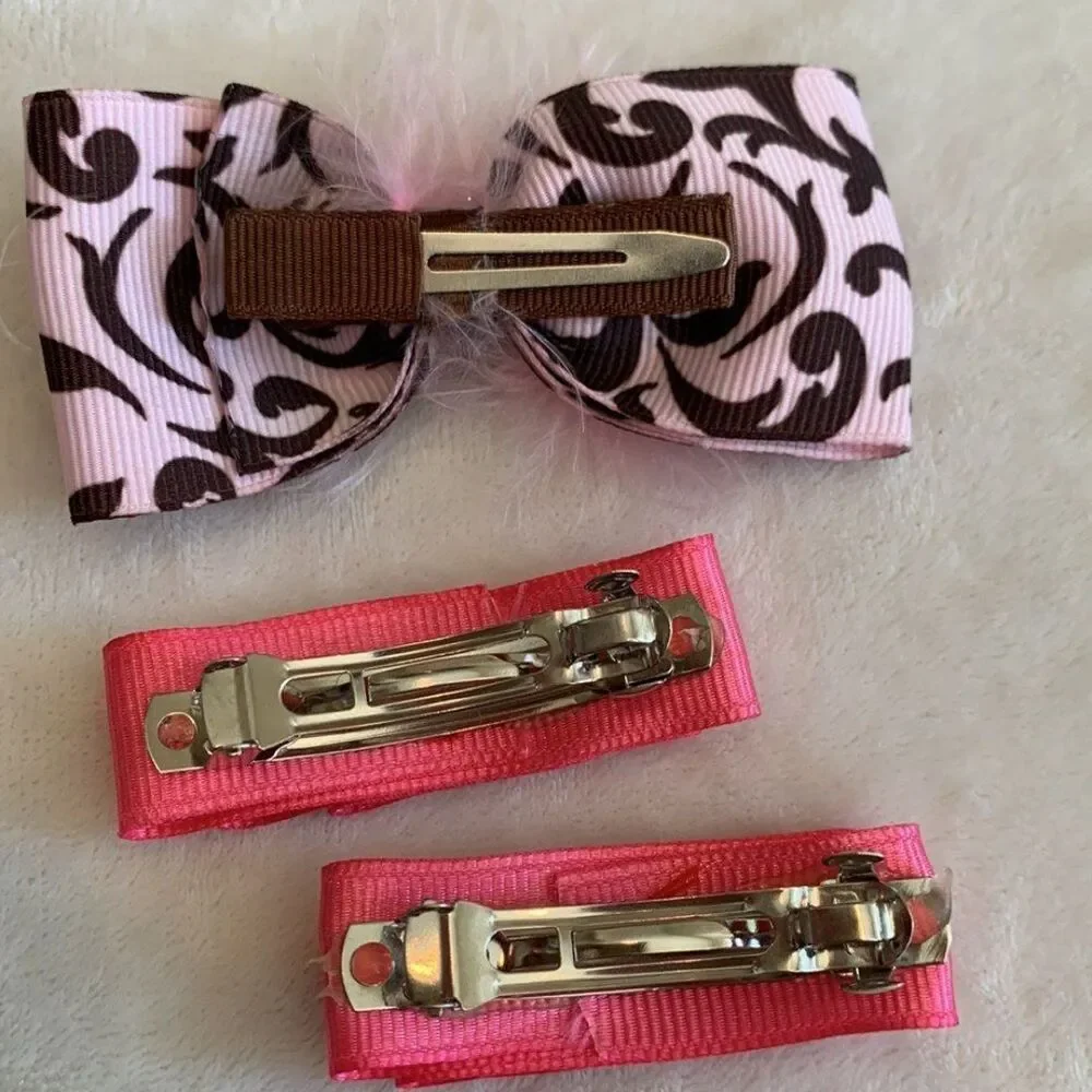Girl's Pink Feather Hello Kitty Crystal Barrettes
